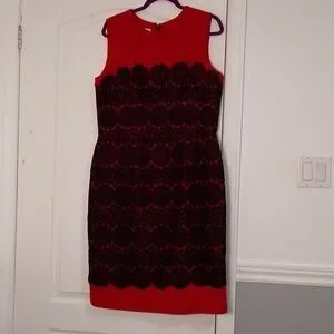 Anne Klein | Dresses | Anne Klein Red Dress With Black Lace Size 4 Sexy  Date Night Out Hot Prom | Poshmark